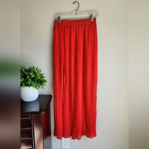 Red Pleated Maxi Skirt